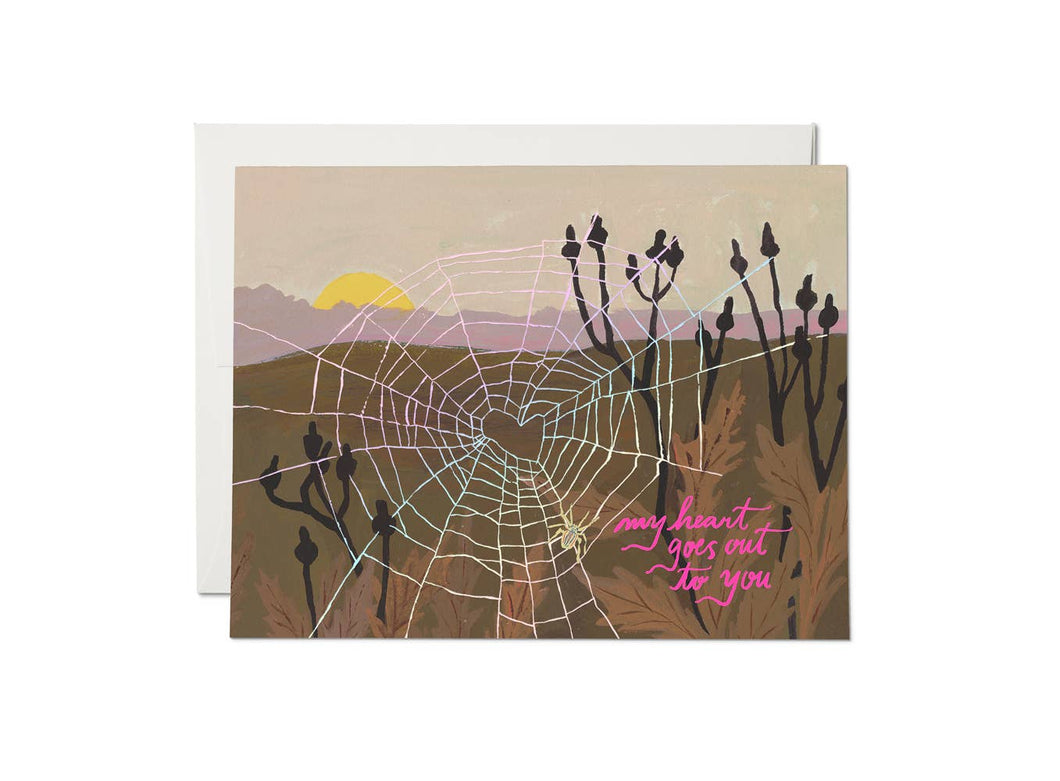 Red Cap Cards - Spider Web Heart Card
