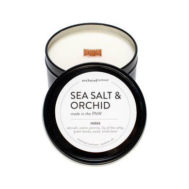 Anchored Northwest - Sea Salt & Orchid Wood Wick Travel Soy Candle