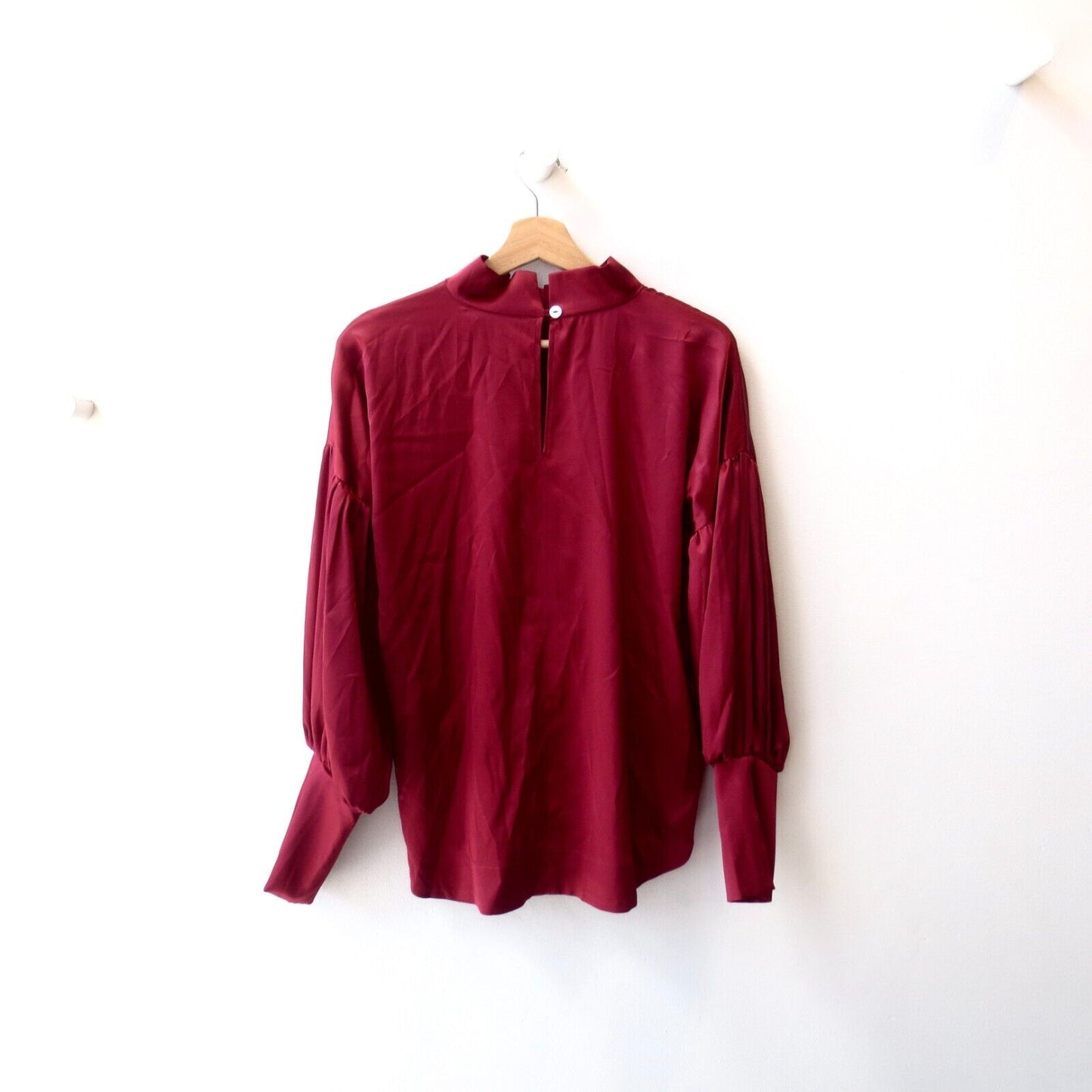 S - Monica Nera NEW $305 Wine Red Amy Silk Shirt Long Sleeve Blouse Top 4427SC