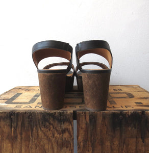 38.5 / 8.5 - Coclico $395 Black Massy Cork Wedge Sandals NEW w/ Box 4427SC