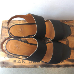 38.5 / 8.5 - Coclico $395 Black Massy Cork Wedge Sandals NEW w/ Box 4427SC