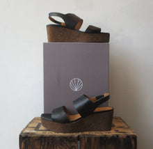 Load image into Gallery viewer, 38.5 / 8.5 - Coclico $395 Black Massy Cork Wedge Sandals NEW w/ Box 4427SC