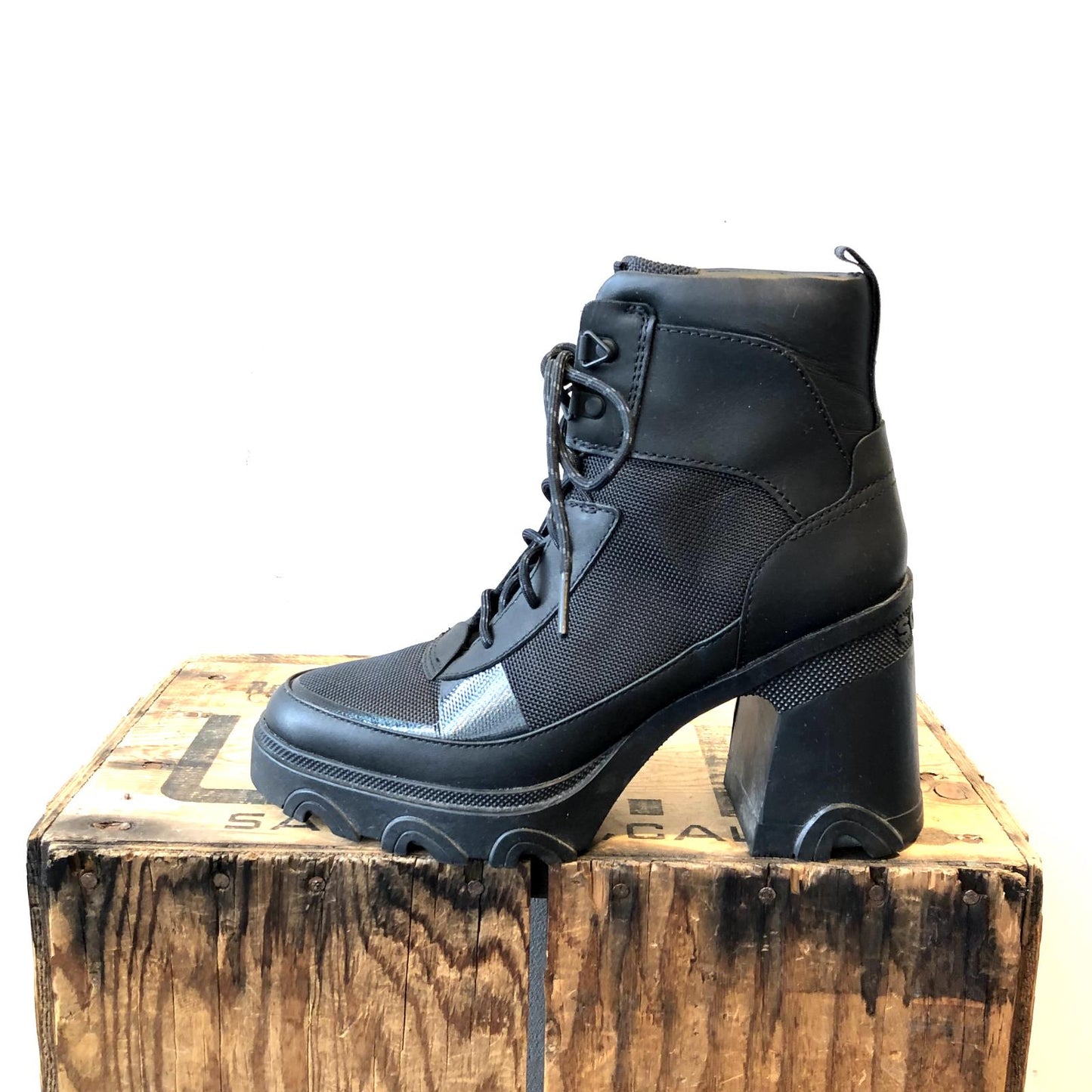 7 - Sorel $200 Black Brex Platform Heel Lace Up Lux Waterproof Boots 1107TZ