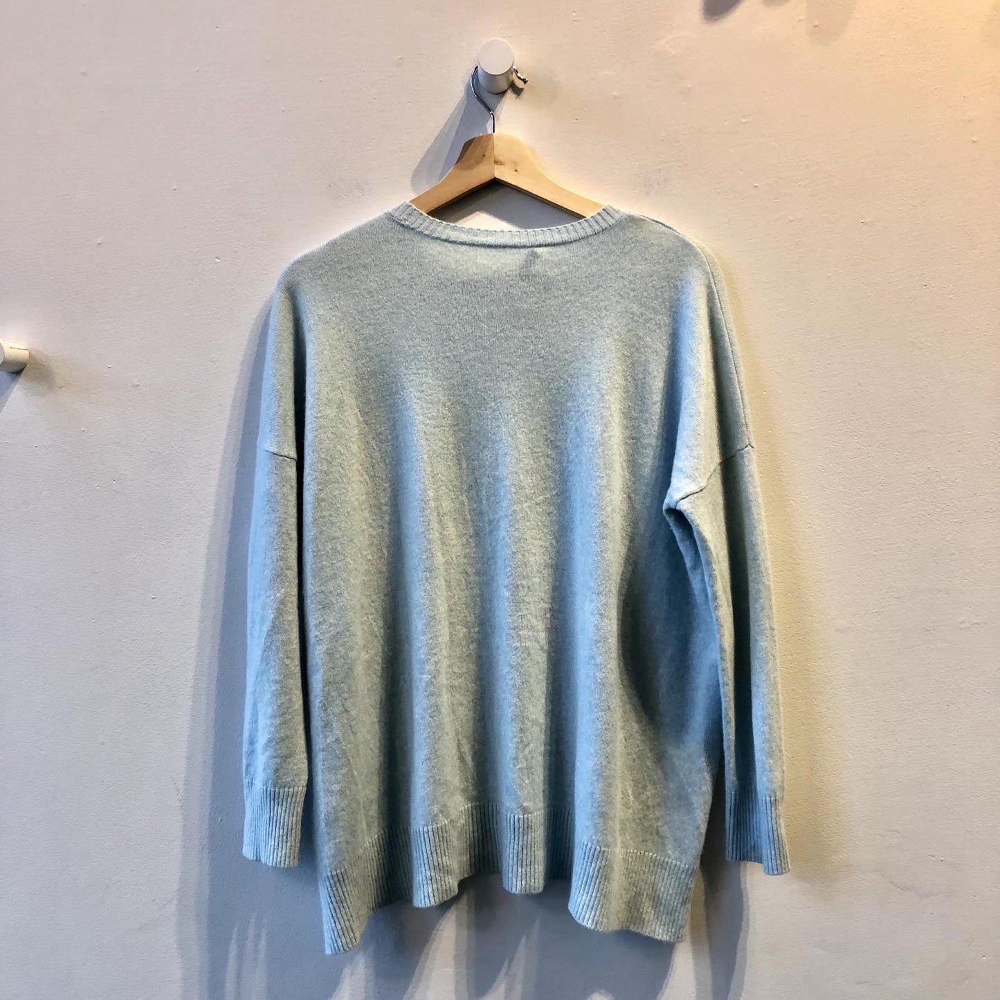 S - Eileen Fisher Light Blue Pullover Tunic Length 100% Cashmere Sweater 0721DK