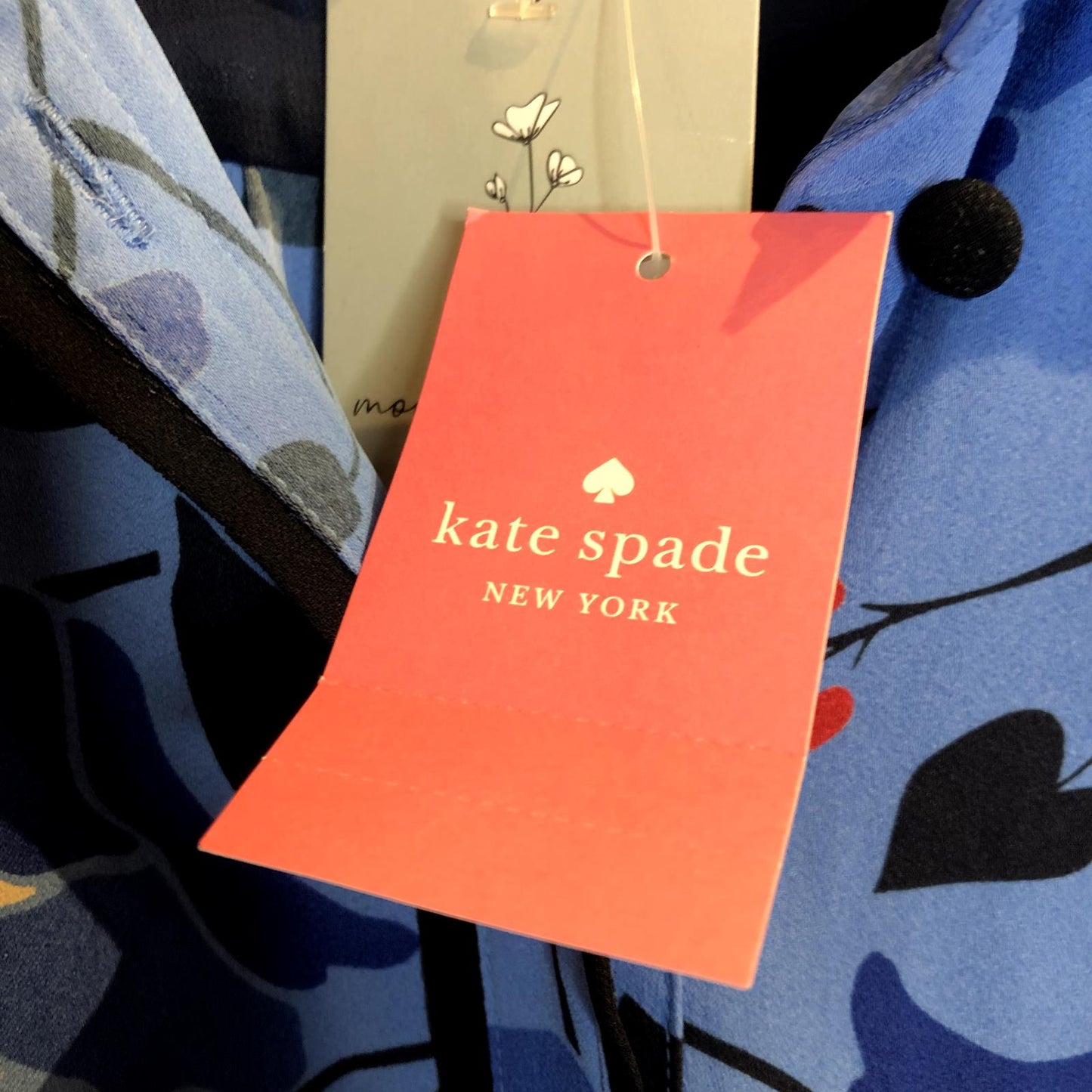 8 - Kate Spade $369 Blue Fluid Floral Button Up Short Sleeve Dress NEW 0517JB