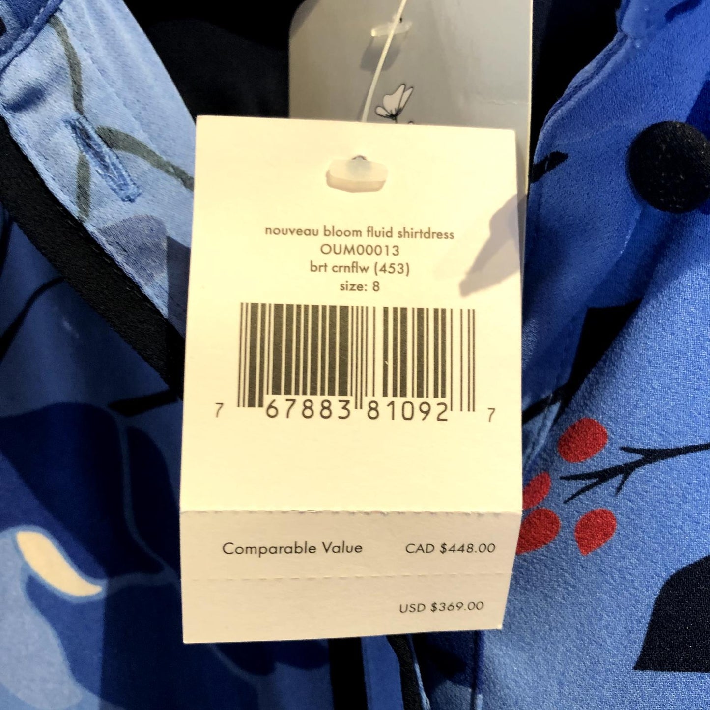 8 - Kate Spade $369 Blue Fluid Floral Button Up Short Sleeve Dress NEW 0517JB