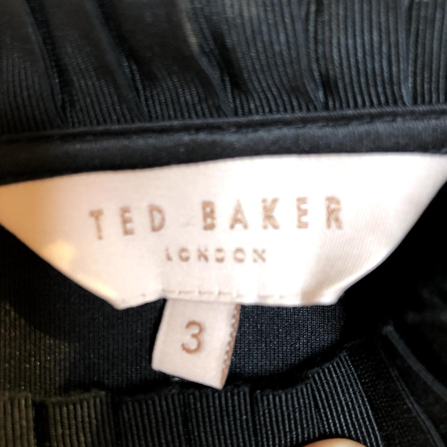 3 / L - Ted Baker Black Back Zip Sleeveless Stretch Silky Zaffron Dress 0517JB