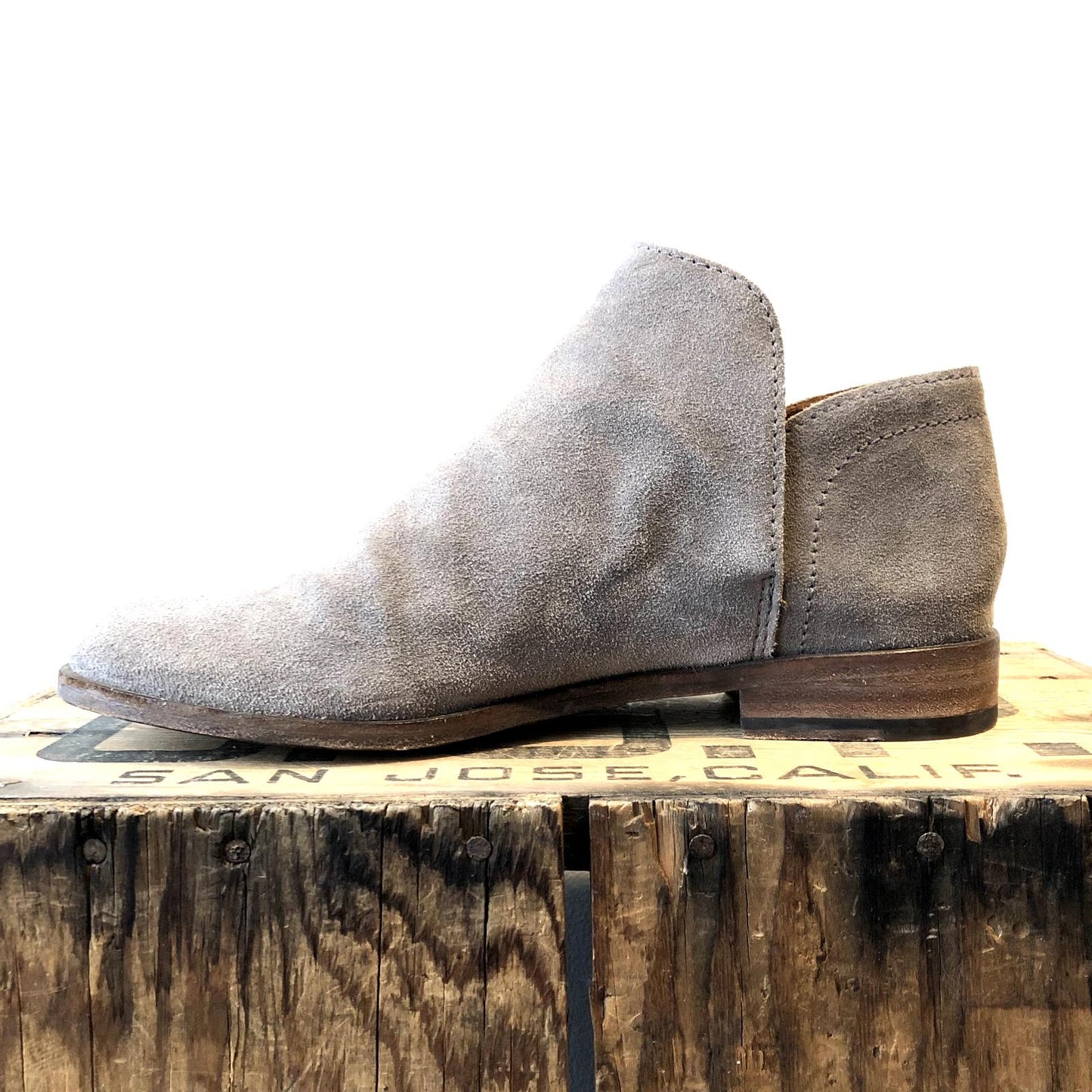 8.5 - Frye Gray Suede Leather Elyssa Slip On Ankle Boots Booties 1130TS