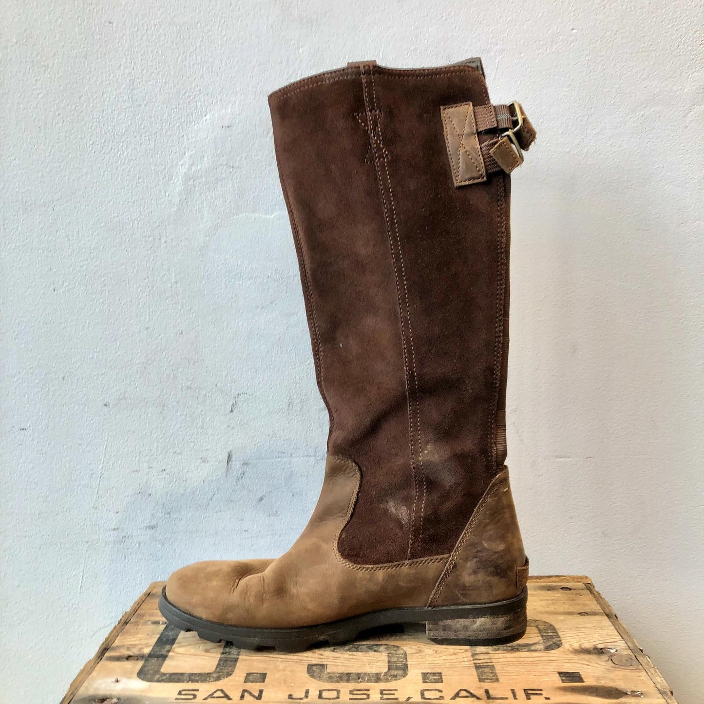 7.5 - Sorel Dark Brown Suede Waterproof Tall Side Zip Emelie Boots 1011KD
