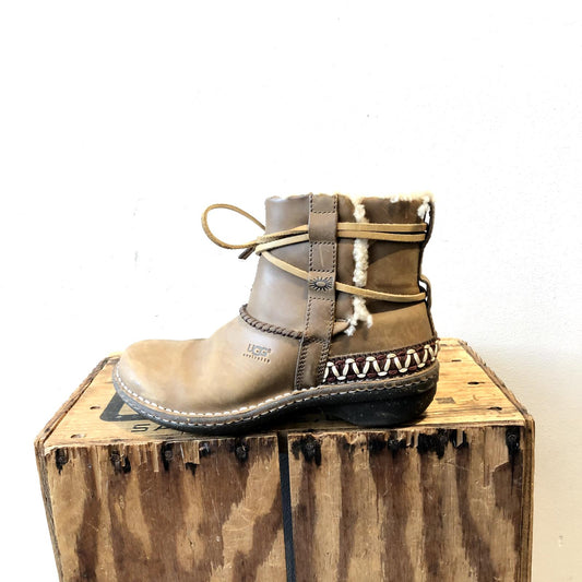 7 - UGG Australia Sand Cove Womens Leather Sheepskin Winter Ankle Boots 1203NK