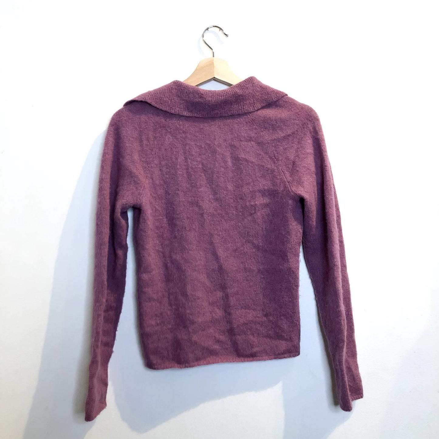 XS - Vince $345 Hollyhock Purple Brushed Alpaca Collared Pullover Sweater 0206SB