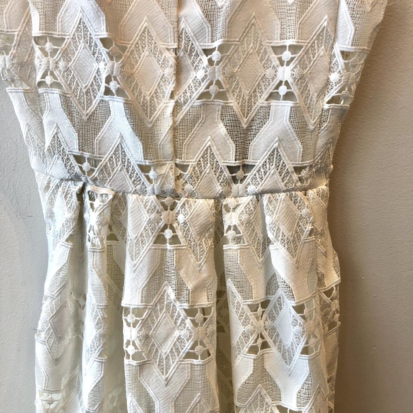 1 / S - Maje White Lace Sleeveless Midi Length Pleated Dress 0202WJ