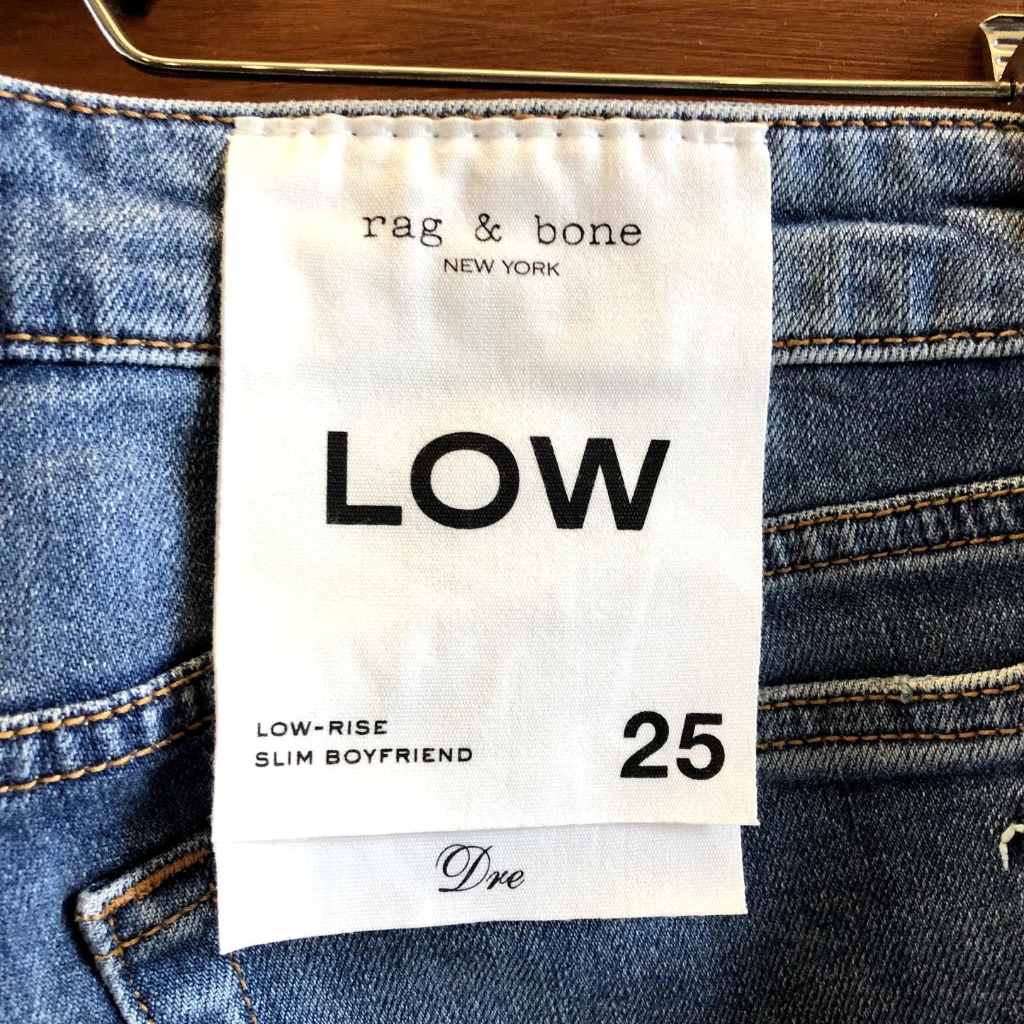 25 - Rag & Bone $255 Mia w/ Holes Low Rise Slim Boyfriend Dre Jeans NEW 0131LD