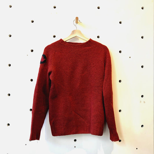 1 / S - Free City Sending Light Red 100% Wool Elbow Patch Sweater 1228SP