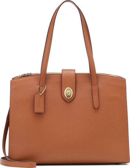 Coach $395 Brown Pebbled Leather Turnlock Charlie Carryall Tote Purse NEW 0221PG