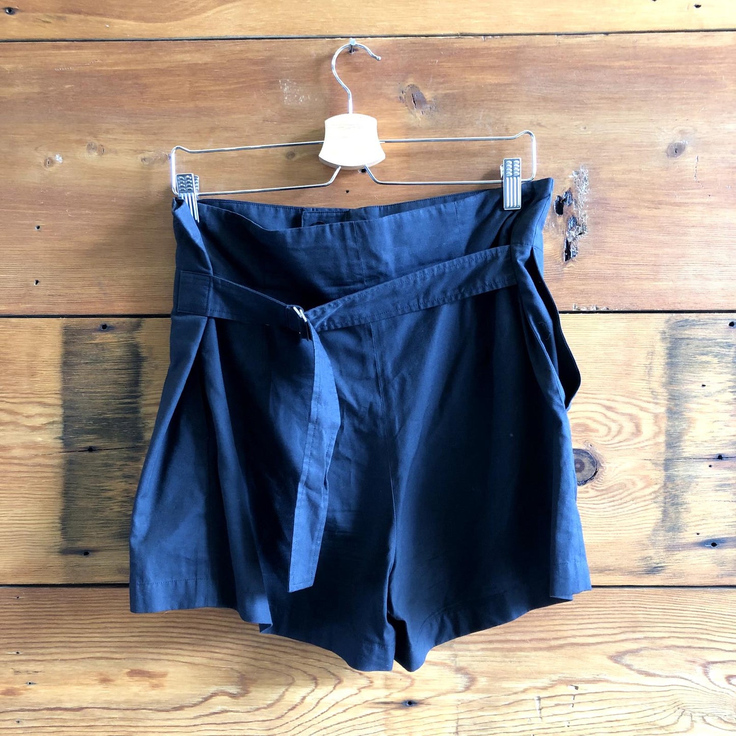 XS - Totokaelo Black Cotton High Waist Belted Womens Shorts 0226AT