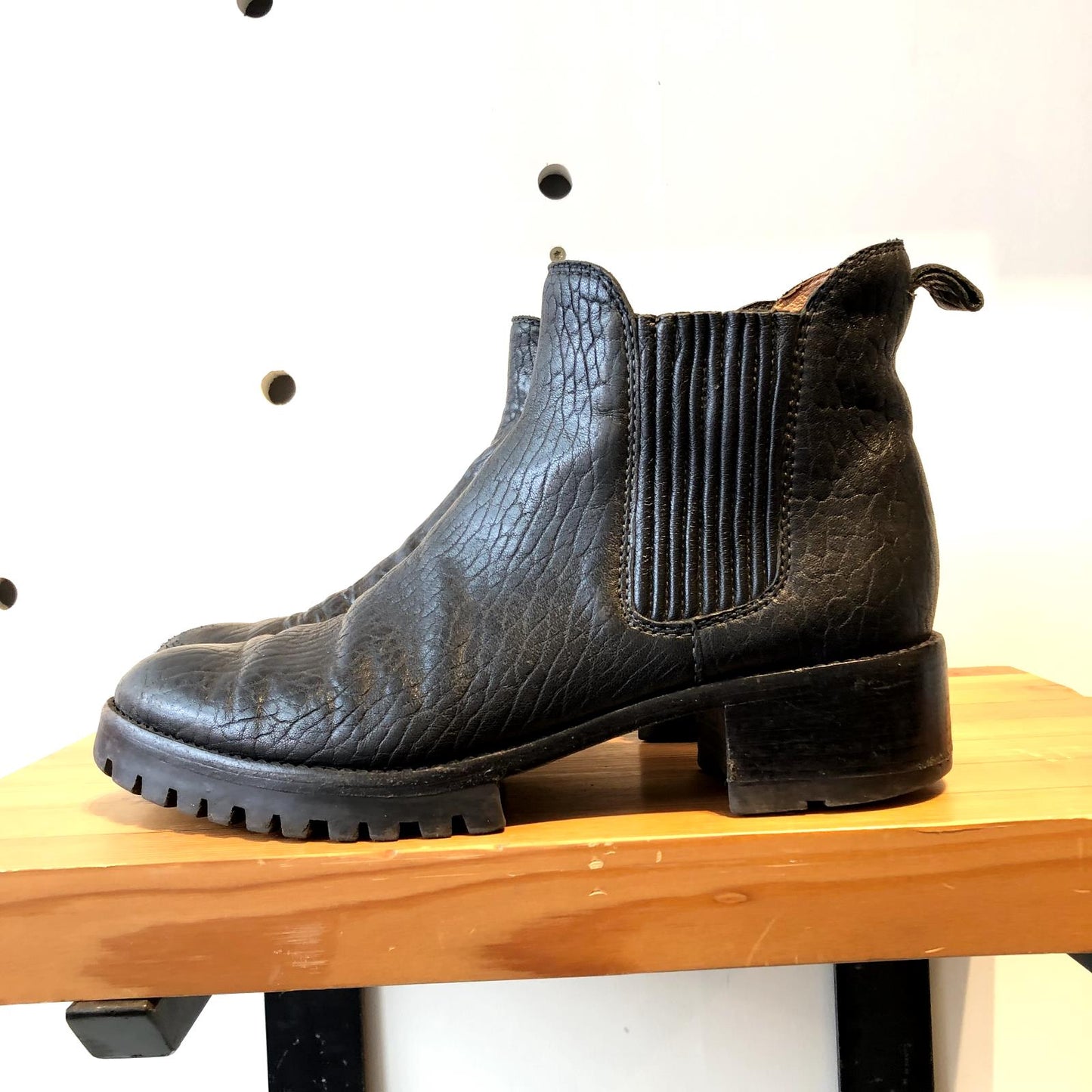9.5 - Loeffler Randall Black Leather Pull On Chelsea Ankle Boots 0910MM