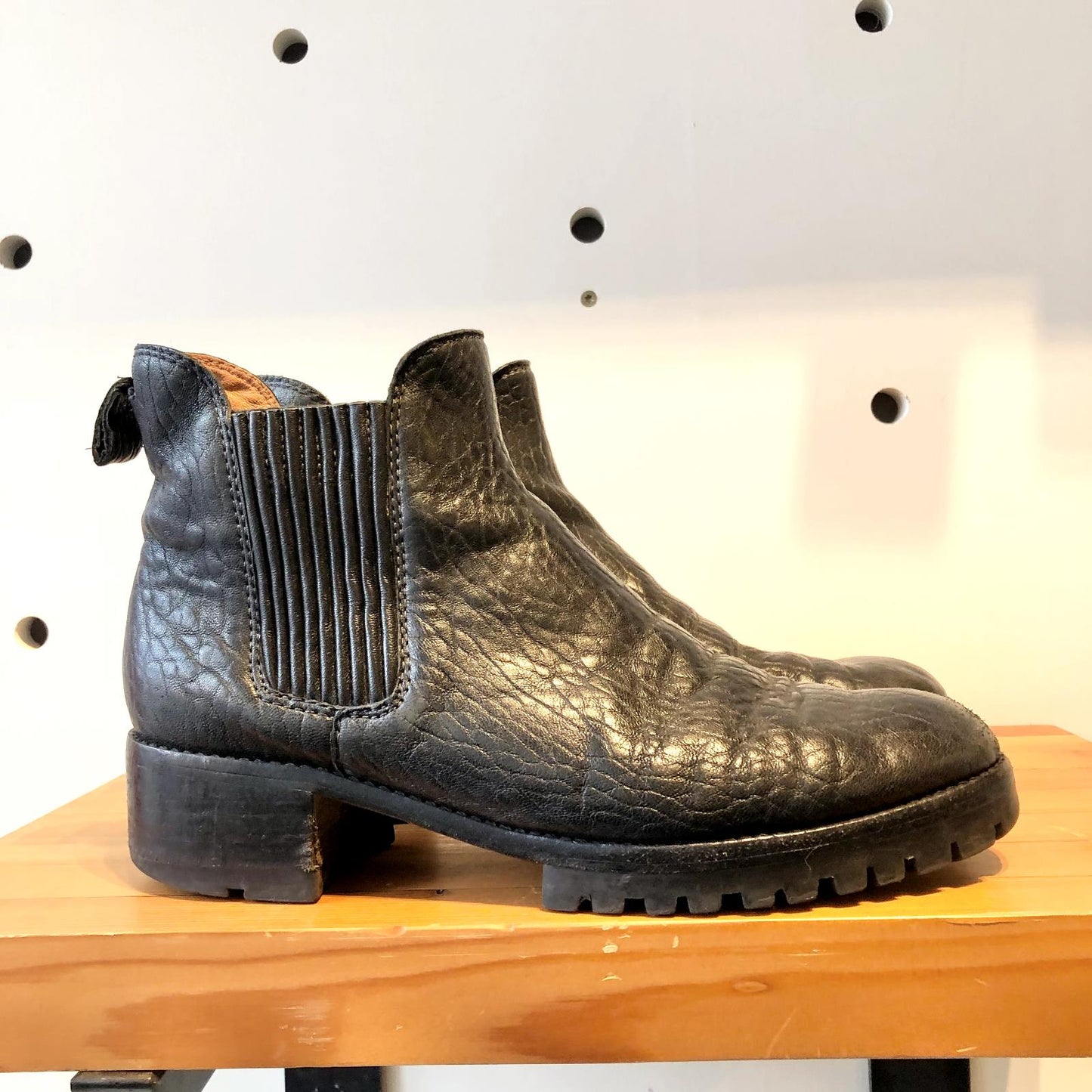9.5 - Loeffler Randall Black Leather Pull On Chelsea Ankle Boots 0910MM