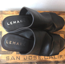 Load image into Gallery viewer, 38 / 8 - Lemare $238 Black Leather Skylar Heeled Leather Mule NEW w/ Box 4427SC
