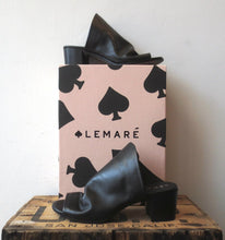 Load image into Gallery viewer, 38 / 8 - Lemare $238 Black Leather Skylar Heeled Leather Mule NEW w/ Box 4427SC