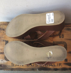 38 / 8 - Coclico $395 Savana Brown LILY Leather Wedge Sandals EUC w/ Box 4427SC