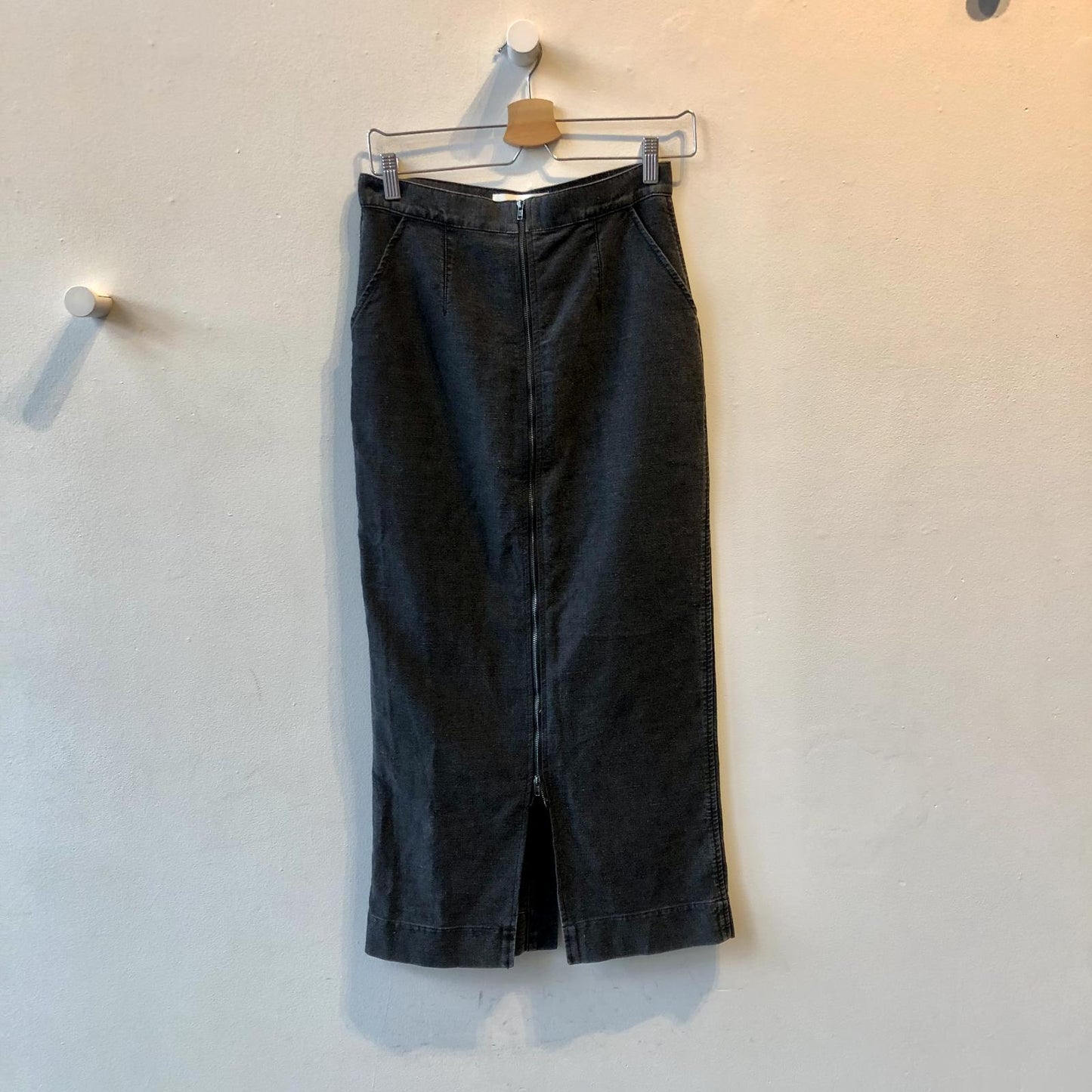 6 - Mara Hoffman Black Denim Zip front Midi Aurora Wiggle Pencil Skirt 1011SC