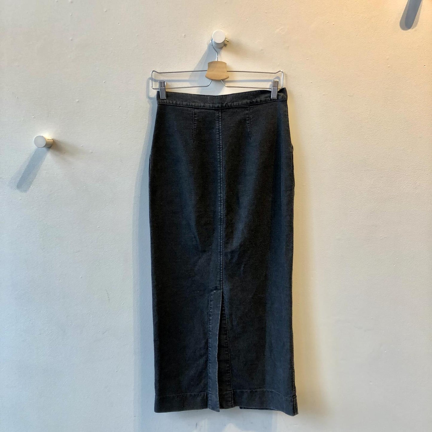 6 - Mara Hoffman Black Denim Zip front Midi Aurora Wiggle Pencil Skirt 1011SC