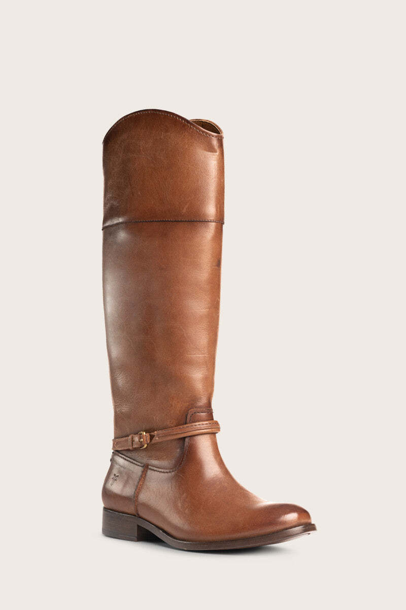 8 - Frye $298 Cognac Brown Leather Melissa Seam Tall Boots NEW *tried on 1217KG