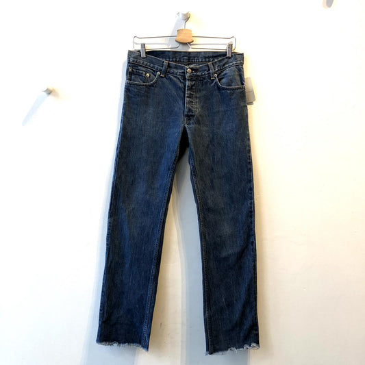 31 - Helmut Lang Archival Vintage Frayed Hem Button Fly Relaxed Fit Jeans 0721DK