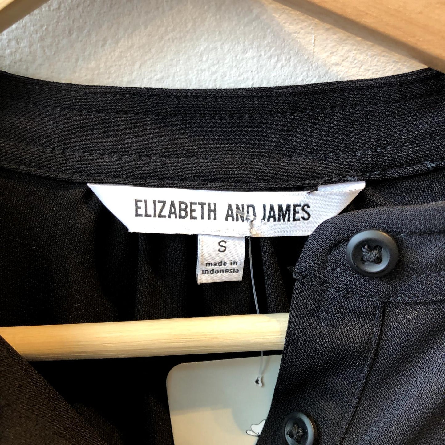 S - Elizabeth & James Black Long Sleeve Drop Waist Babydoll Dress 3333MC