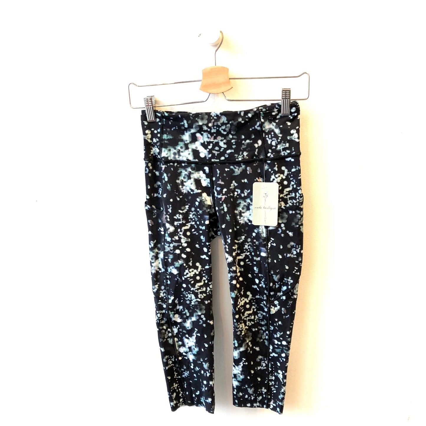 6 - Lululemon Black Speckled Patterned TWO PIECE Top & Pants Outfit Set 0614CF