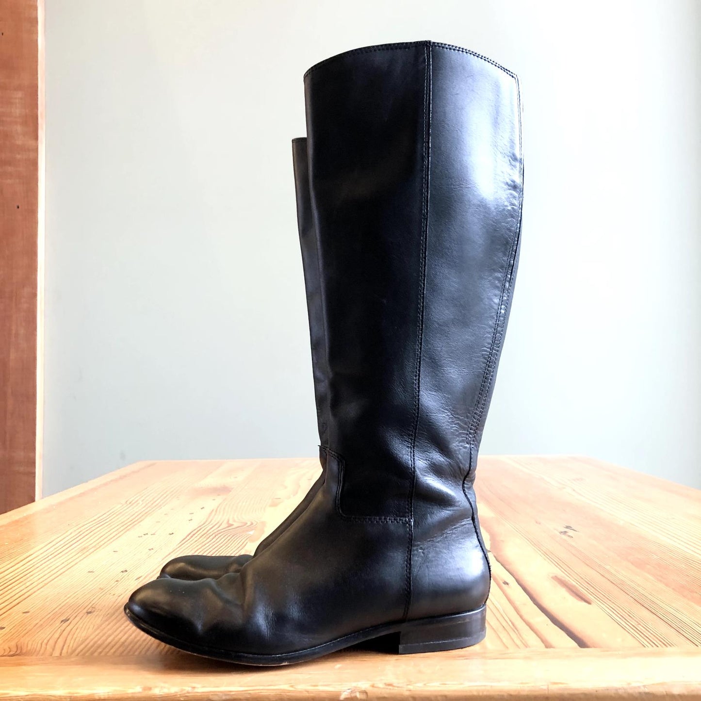 6 - Corso Como Anthropologie Black Leather Flat Knee High Boots 0606SP