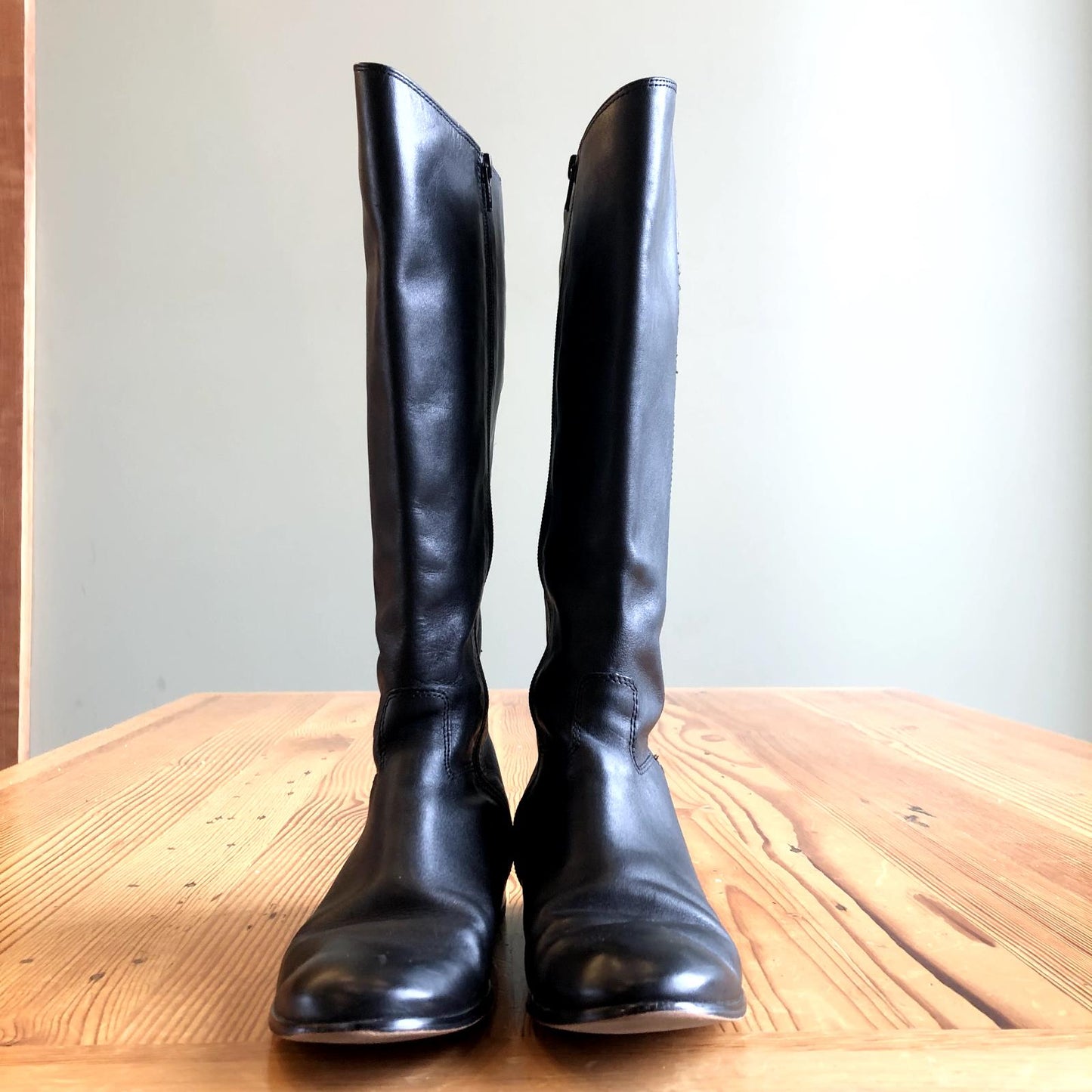 6 - Corso Como Anthropologie Black Leather Flat Knee High Boots 0606SP