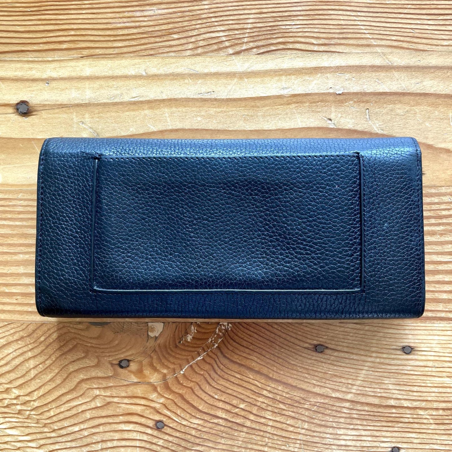 Celine Black Calfskin Leather Double Snap Flap Continental Trifold Wallet 1202KA
