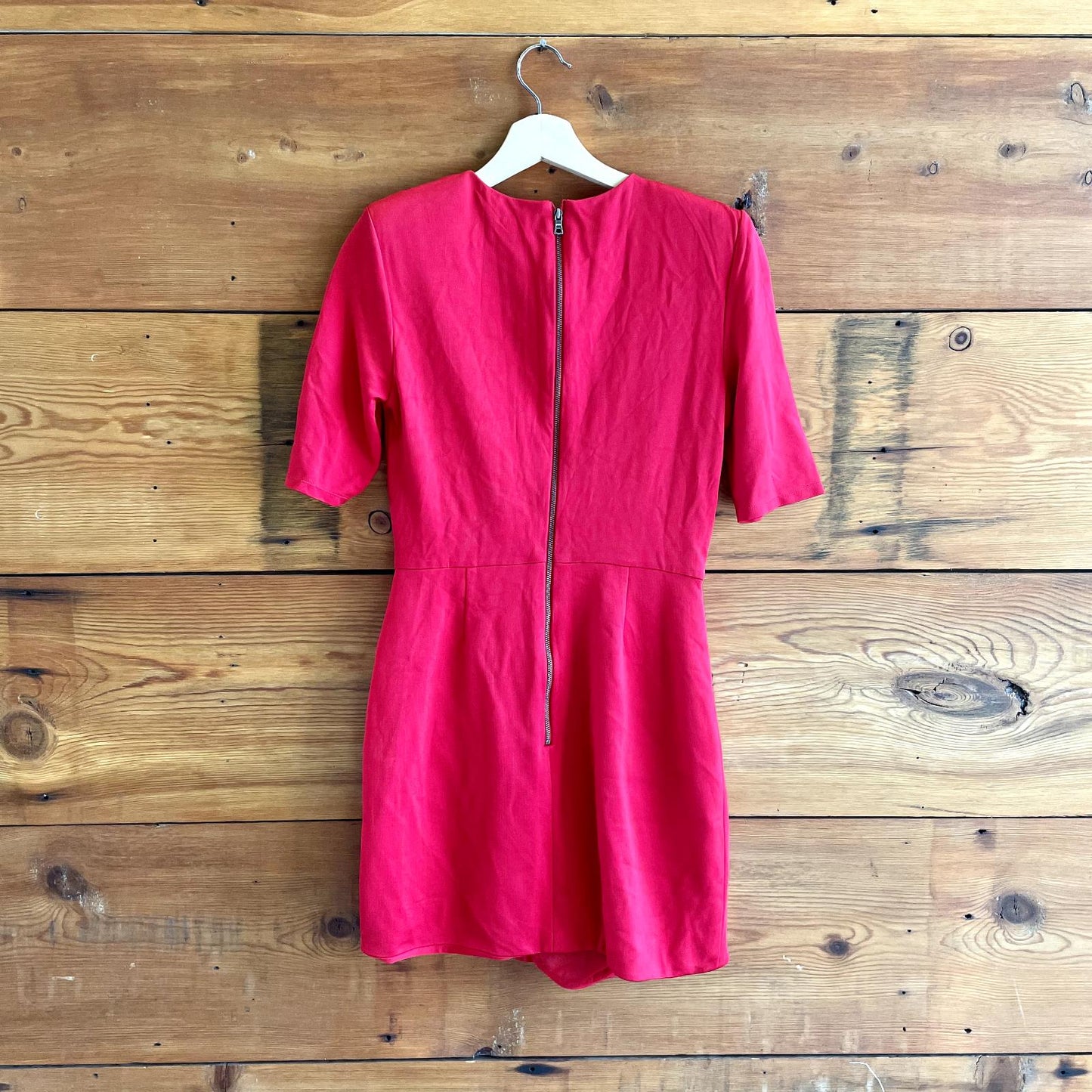 8 - Alice + Olivia $330 Red Short Nova Sleeve Asymmetric Mini Dress 1217BT