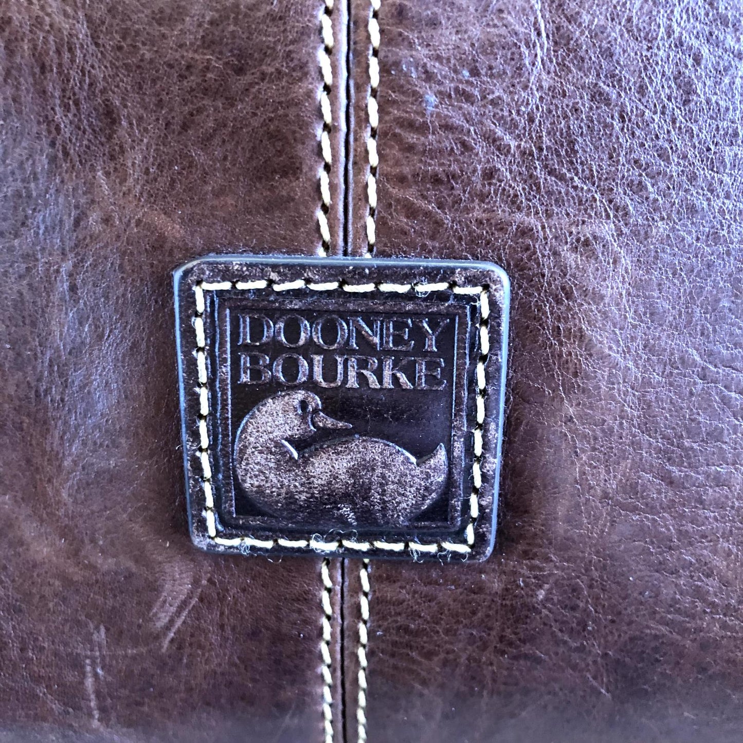 Dooney & Bourke Dark Brown Leather Twisted Strap Large Shoulder Purse 0221PG