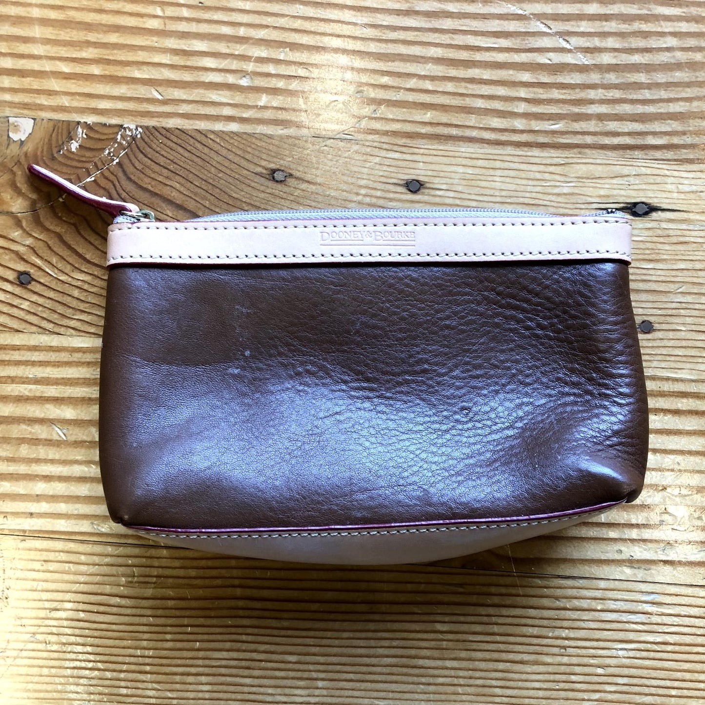 Dooney & Bourke Two Tone Brown Leather Domed Satchel Bag & Wallet 0221PG