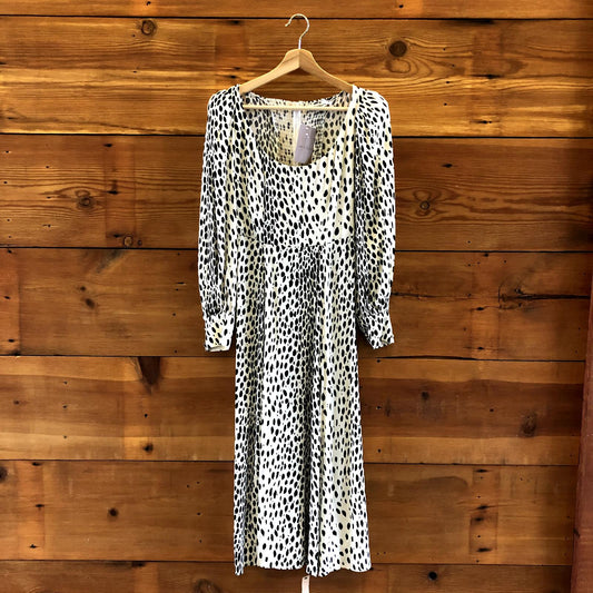 6 - Reformation NEW $248 Black White Cheetah Print Midi Dress 0914LR