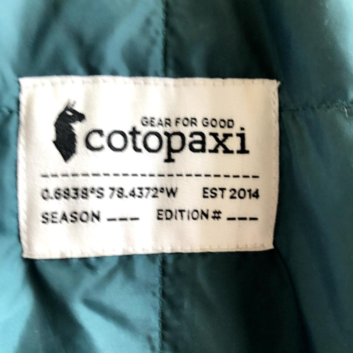 S - Cotopaxi Teal Green Quilted Reversible Calido Zip Up Hooded Jacket 0806KS