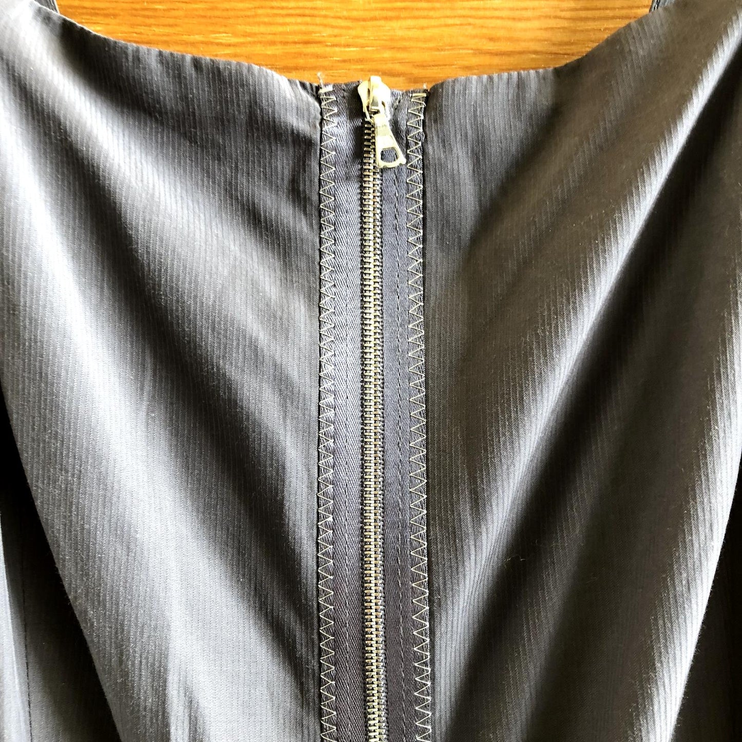 M - Crea Concept Dark Gray Zip Up Unique Pleated Sleeveless Midi Dress 0825MO