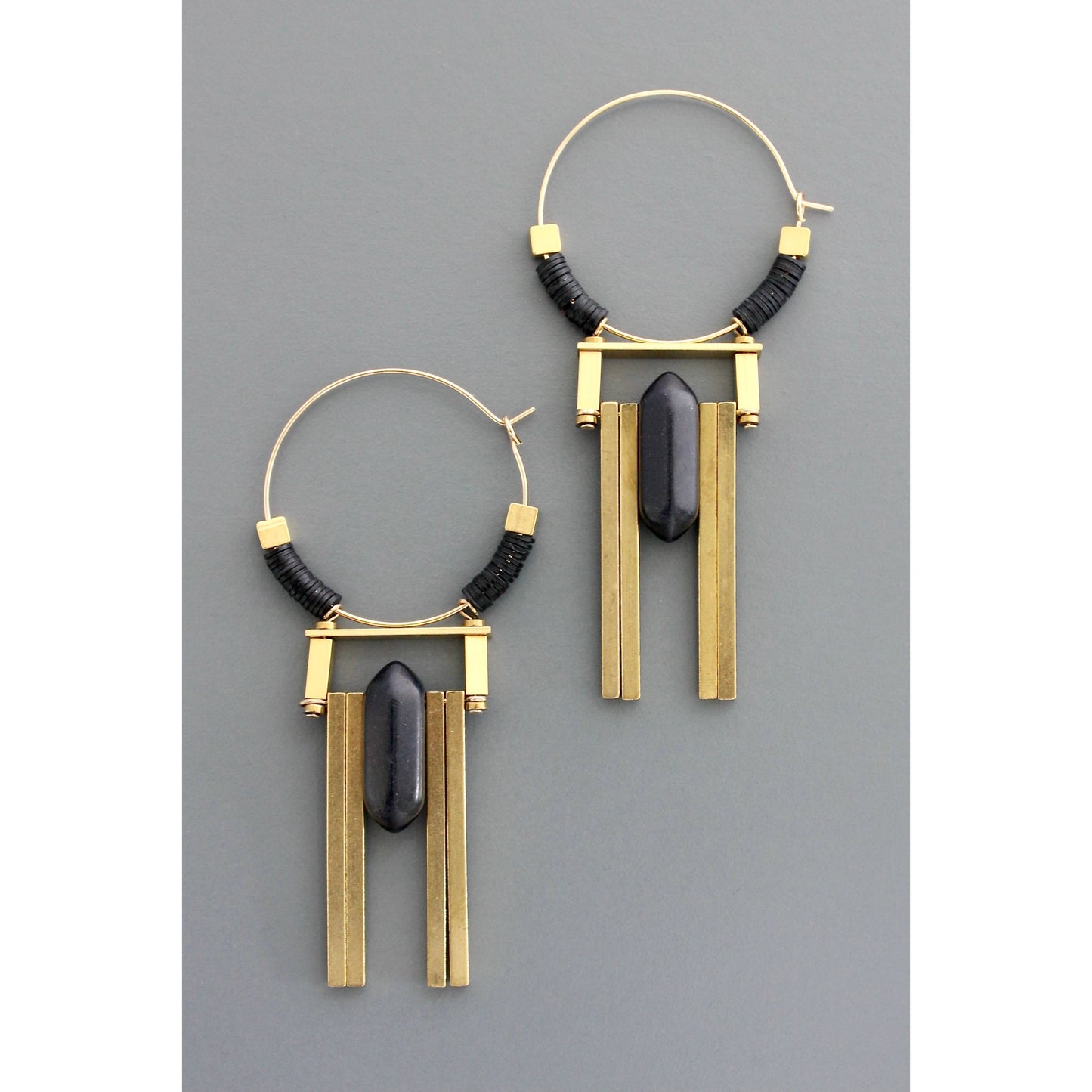 David Aubrey Jewelry - Art Deco jet hoop earrings