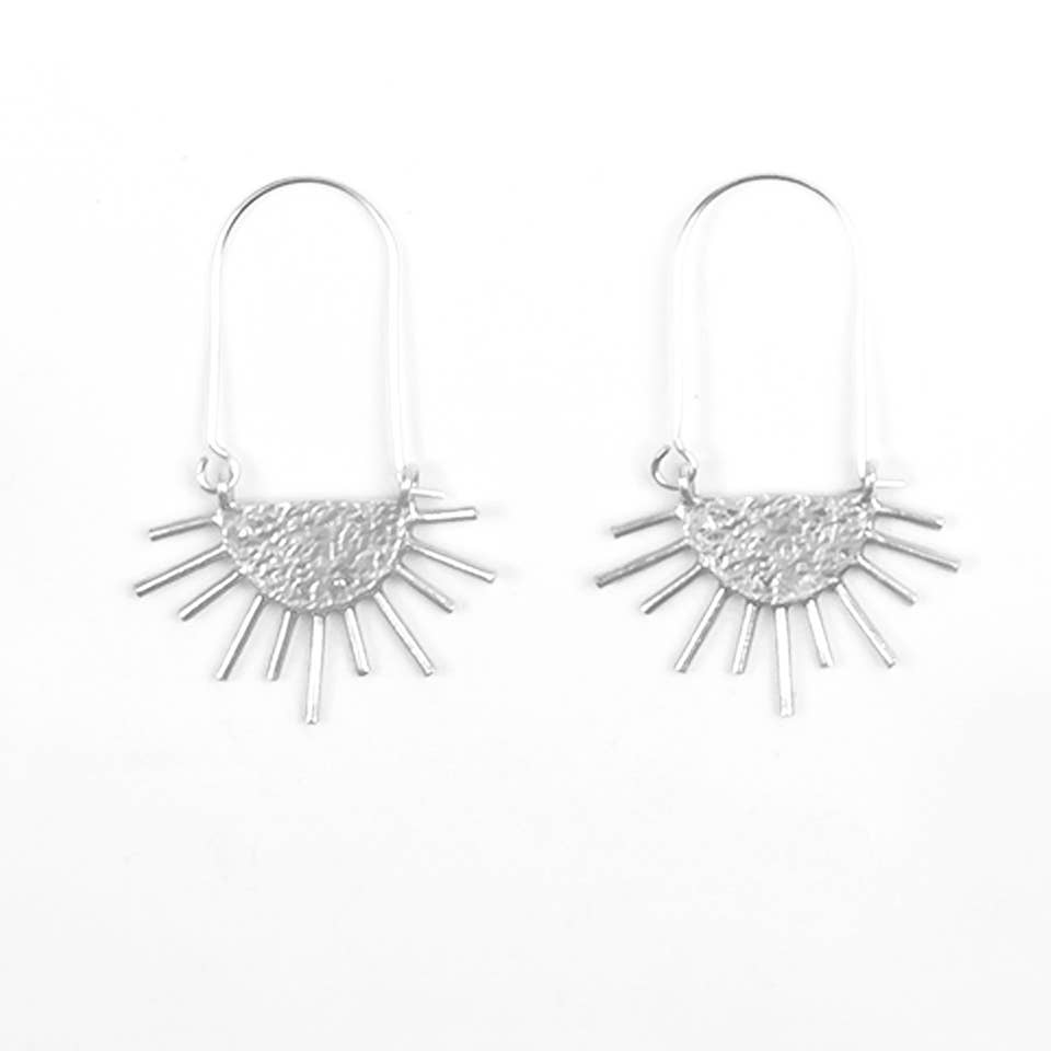 Altiplano - Sun Ray Long Hoop Earrings: Sliver