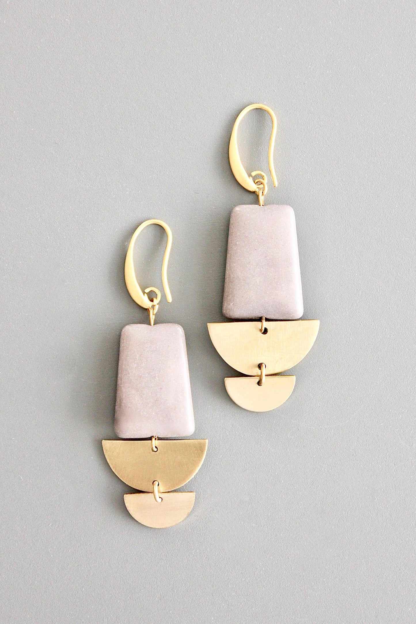 David Aubrey - Magnesite and brass earrings