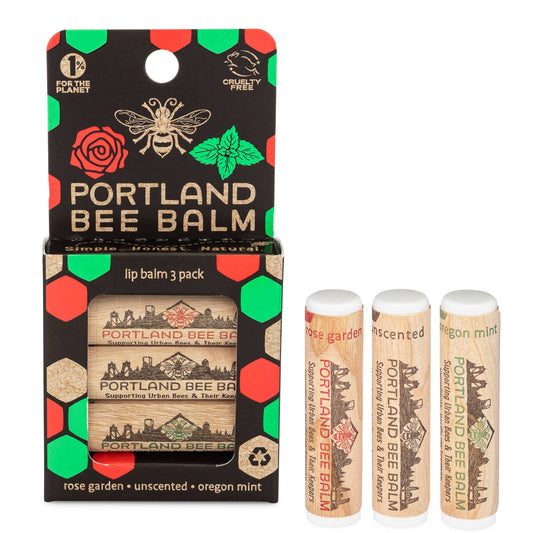 Beeswax Lip Balm 3-Pack (Oregon Mint, Rose, Unscented)