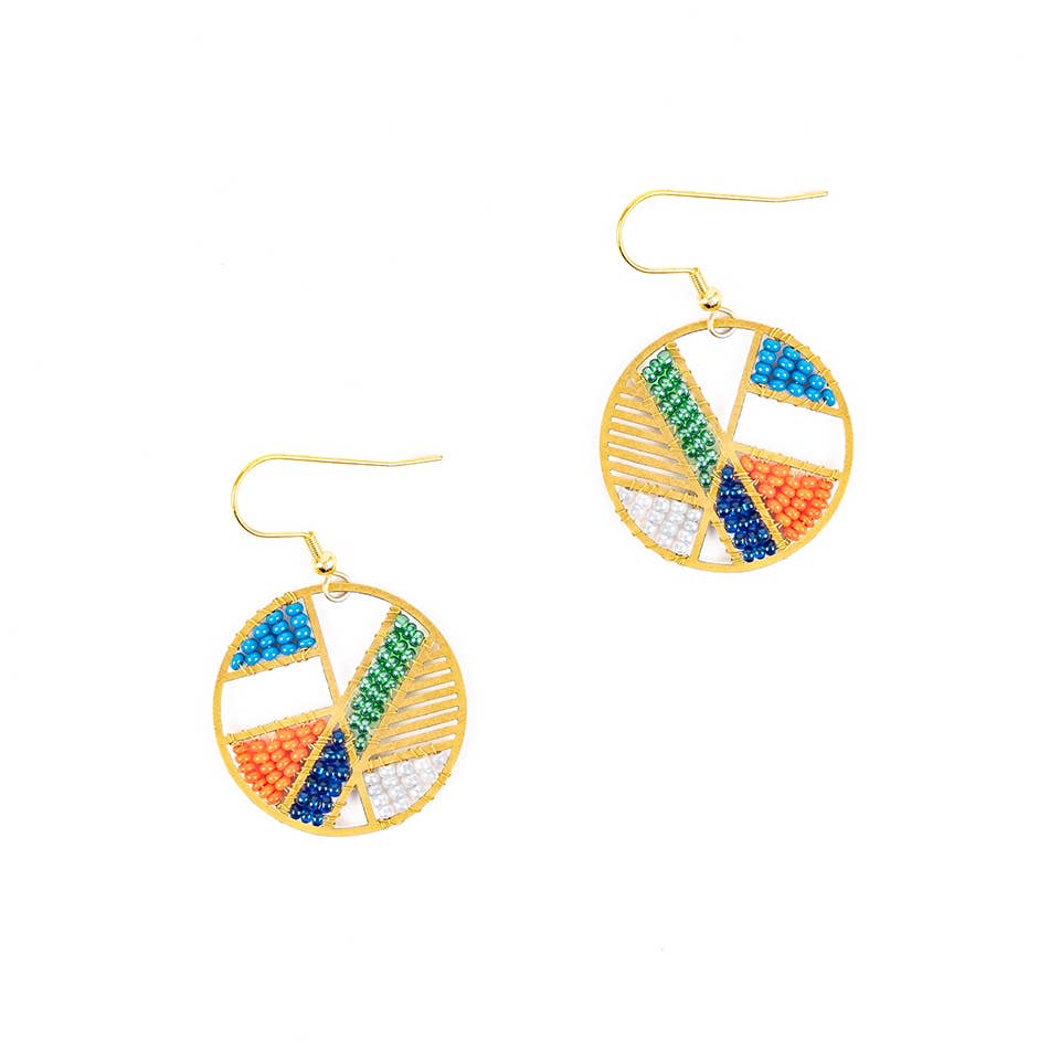 Altiplano - Patchwork Disc Earrings - Blue Pop