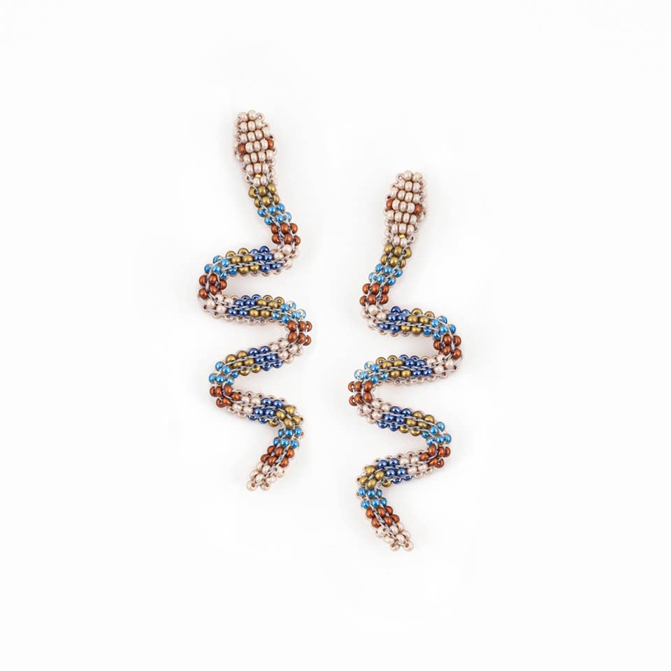 Altiplano - Snake Charmer Beaded Earrings - Multi Bronze