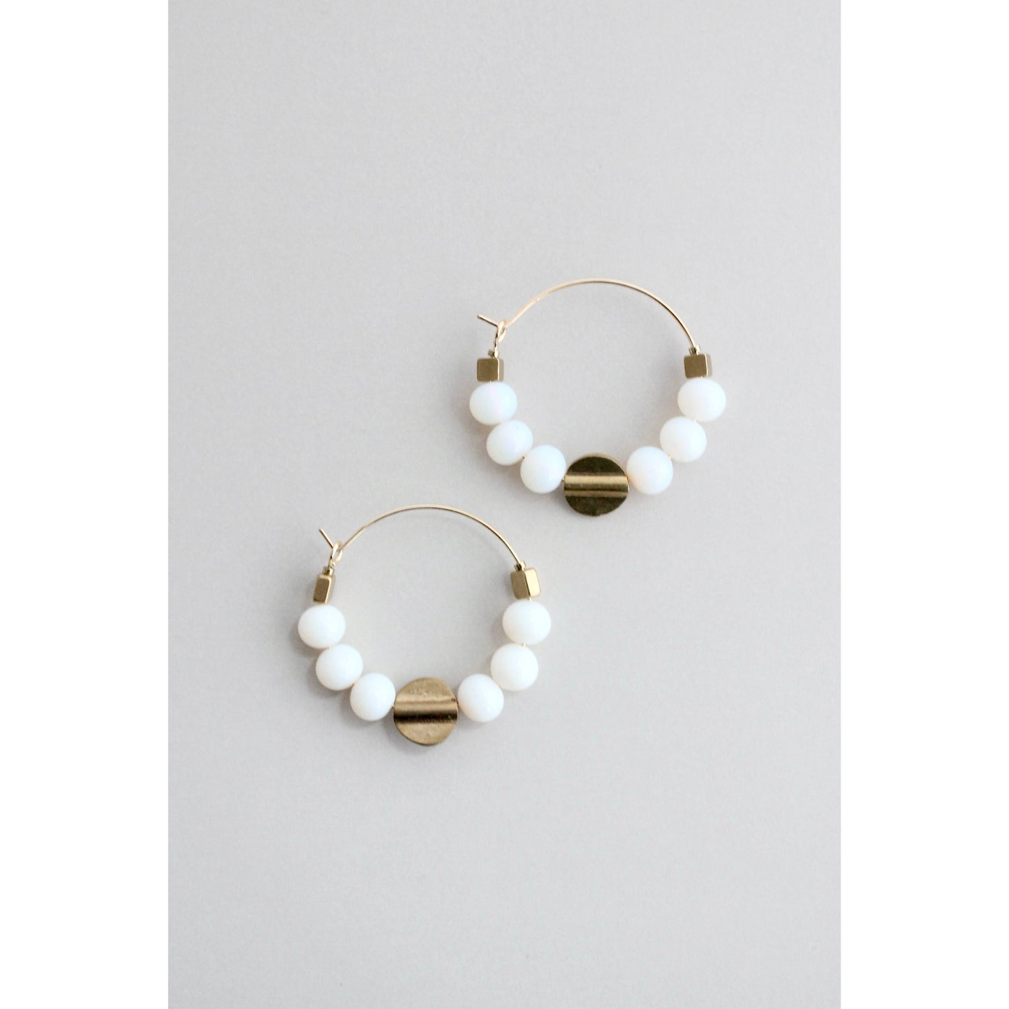 David Aubrey Jewelry - GNDE23 white opal hoop earrings