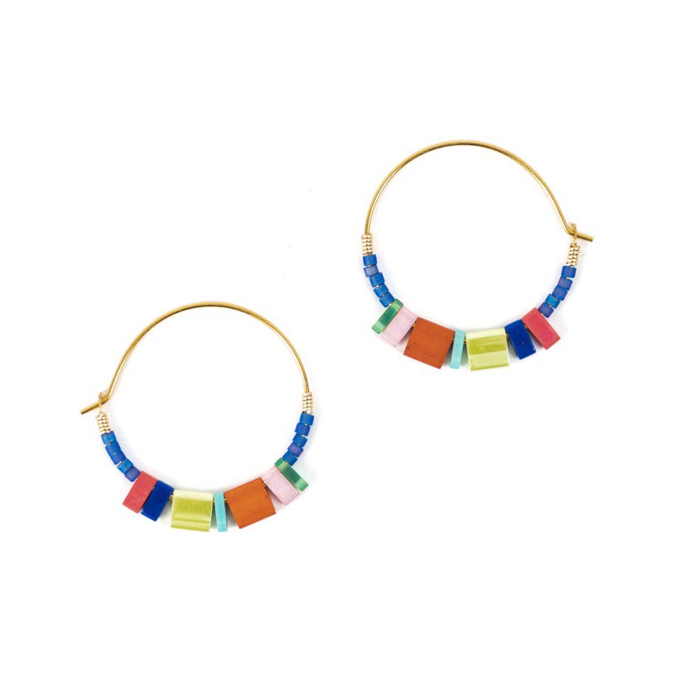 Altiplano - Tila Hoop Earrings - Blue Confeti
