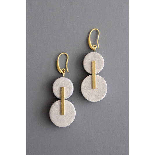 David Aubrey - Gray wood and brass earrings