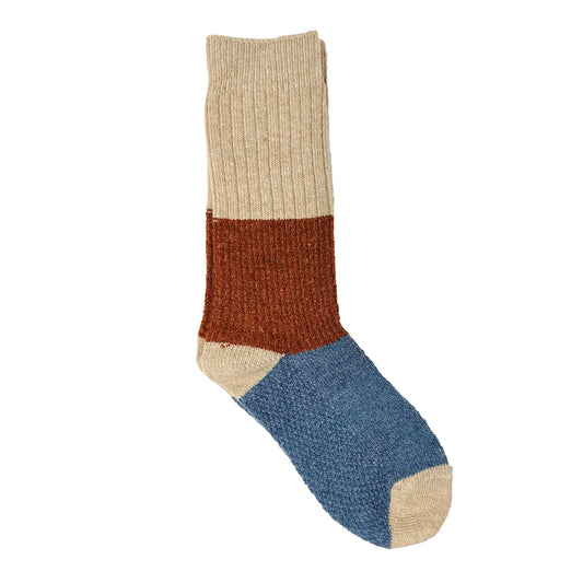 Ryder Color Block Socks: Beige / Red / Blue